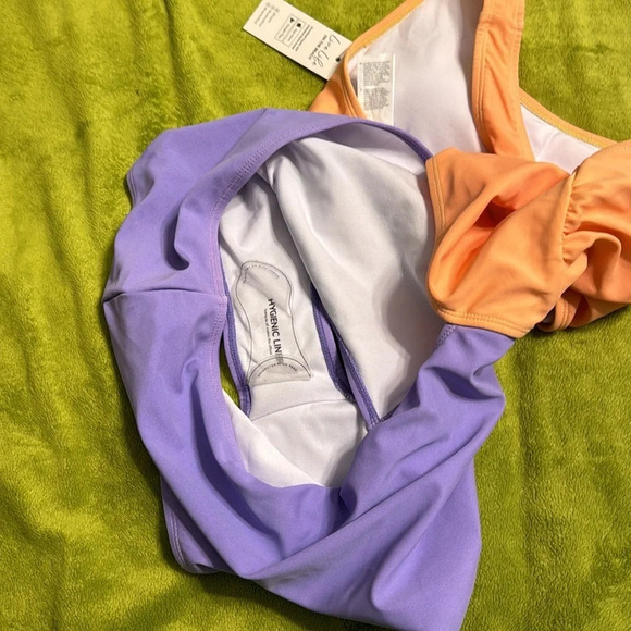 Cupshe Color Block Color Swimsuit Sz Large Coral and Lavender - Picture 5 of 5